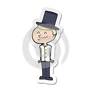 sticker of a cartoon man wearing top hat