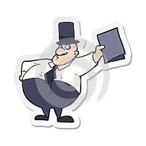 sticker of a cartoon man wearing top hat