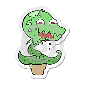 sticker of a cartoon monster plant