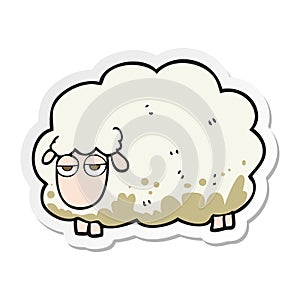 sticker of a cartoon muddy winter sheep