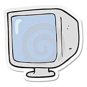 sticker of a cartoon old computer monitor