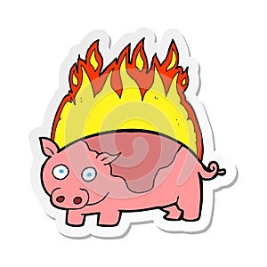 sticker of a cartoon roast ham