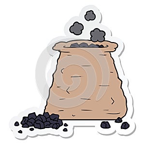 sticker of a cartoon sack of coal