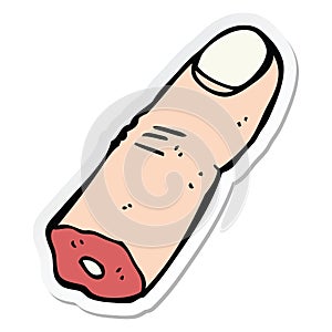 sticker of a cartoon severed finger