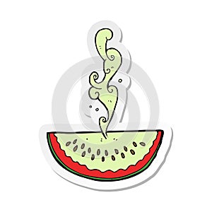 sticker of a cartoon squirting watermelon