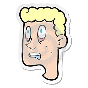 sticker of a cartoon staring man drooling