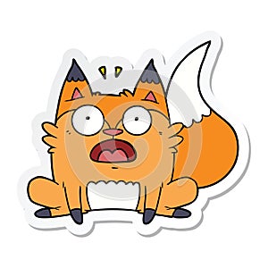 sticker of a cartoon startled fox