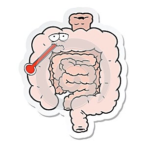 sticker of a cartoon unhealthy intestines