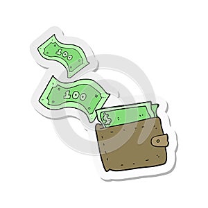 sticker of a cartoon wallet full of money