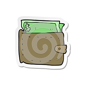 sticker of a cartoon wallet full of money