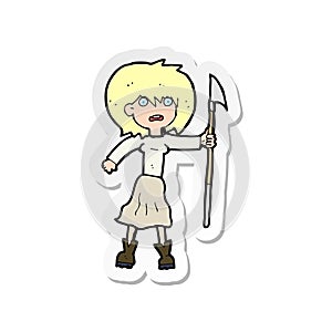 sticker of a cartoon woman with harpoon