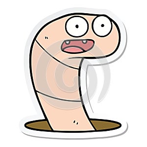 sticker of a cartoon worm