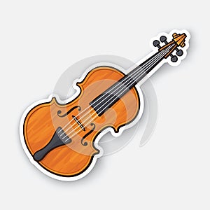 Sticker of classic wooden violin without a bow