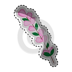 Sticker color Silhouette flowers with oval leaves and ramifications