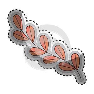 Sticker color Silhouette oval leaves with ramifications