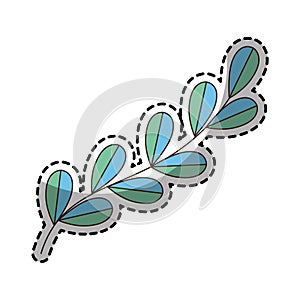 Sticker of color silhouette oval leaves with ramifications