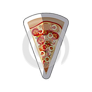 sticker colorful piece pizza icon fast food