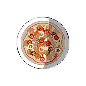 sticker colorful rounded pizza icon fast food