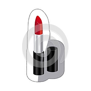 sticker colorful silhouette with opened lipstick