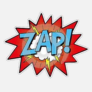 Sticker with comic sound effect ZAP hand drawn word retro pop art style photo