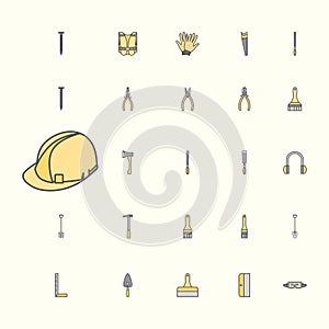 Sticker Construction Tools Icon Set Collection