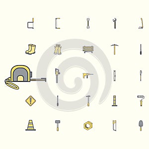 Sticker Construction Tools Icon Set