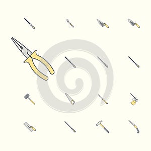 Sticker Construction Tools Icon Set
