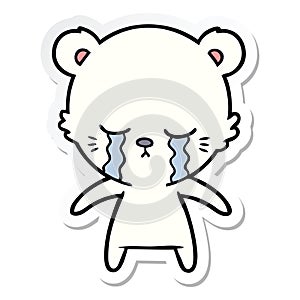 sticker of a crying cartoon polarbear