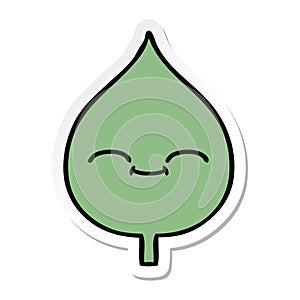 sticker of a cute cartoon expressional leaf