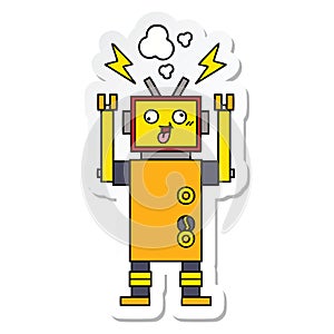 sticker of a cute cartoon malfunctioning robot