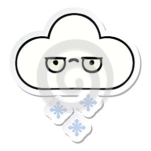 sticker of a cute cartoon snow cloud