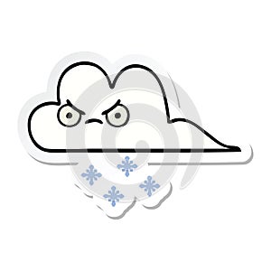 sticker of a cute cartoon snow cloud