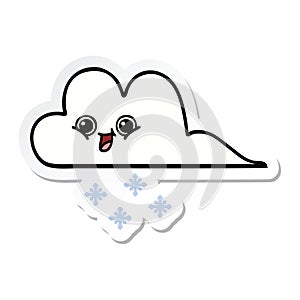 sticker of a cute cartoon snow cloud