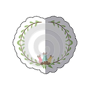 sticker decorative half border with leaves and flowerbud photo