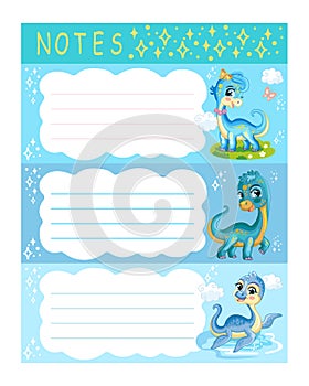 Sticker design with cute blue dinosaurs vector illustration