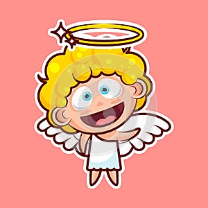 Sticker emoji emoticon, emotion, hi, hello waving his hand greeting vector illustration happy character sweet divine
