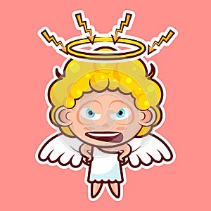 Sticker emoji emoticon, emotion swear, angry, lightning, vector isolated illustration character sweet divine entity