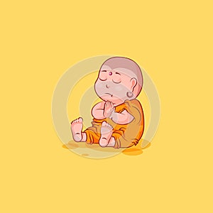 Sticker emoji emoticon emotion vector isolated illustration unhappy character cartoon meditate Buddha