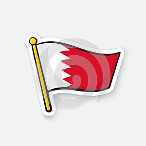 Sticker flag of Bahrain on flagstaff
