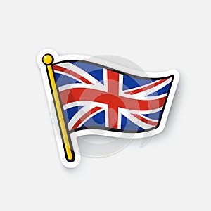Sticker flag of the United Kingdom on flagstaff