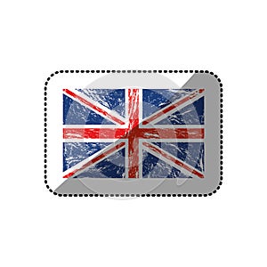 sticker flag united kingdom with grunge texture