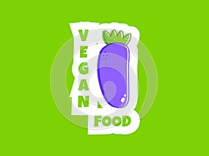 Sticker Flat vegan eggplant. Healthy vegan food. Healthy diet. Vegetarian food. Vegan menu. Healthy nutrition garden
