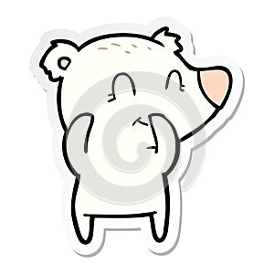 sticker of a giggling polar bear cartoon