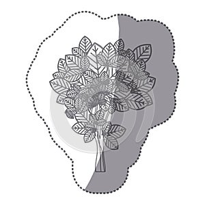 sticker gray color leafy tree with ramifications nature icon