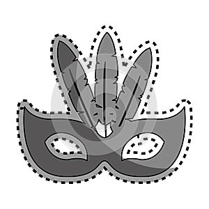 Sticker gray silhouette festive carnival mask icon design