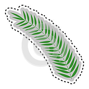 Sticker green leaf Silhouette with ramifications