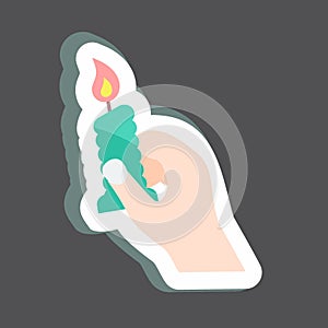 Sticker Holding Candle. suitable for Hand Actions symbol. simple design editable. design template vector. simple symbol