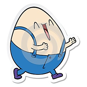 sticker of a humpty dumpty cartoon egg man