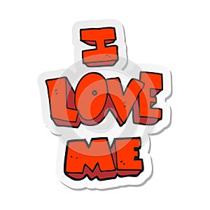 sticker of a i love me cartoon symbol