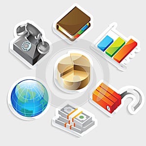 Sticker icon set for business metaphors